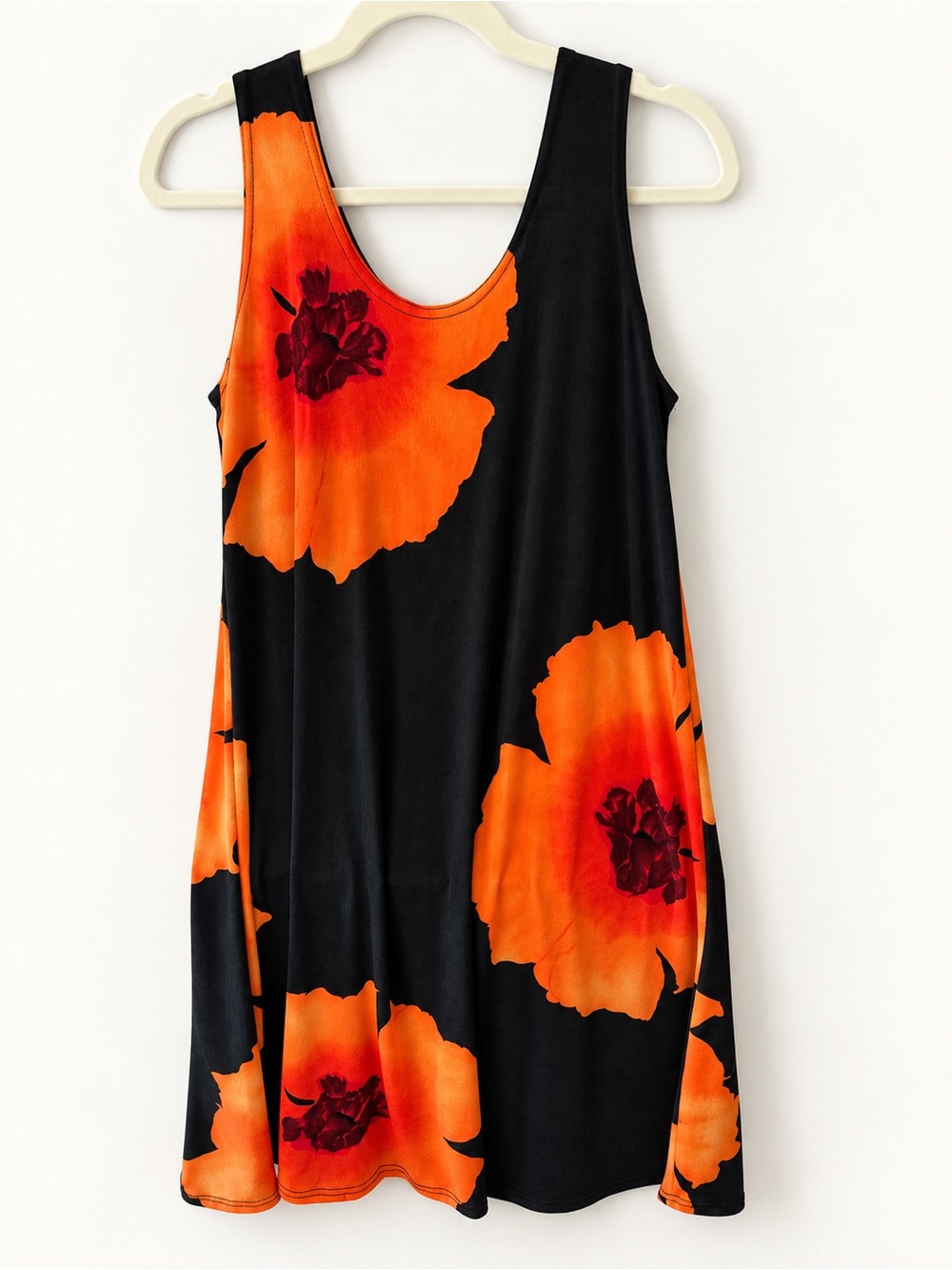 JoStar Made in USA Black & Orange Floral Sleeveless Summer Dress